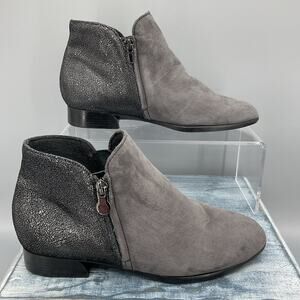 Munro Gray Suede & Metallic Leather Ankle Booties